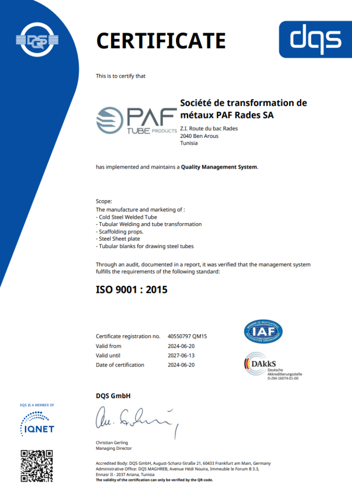 ISO 9001 PAF RADES EN